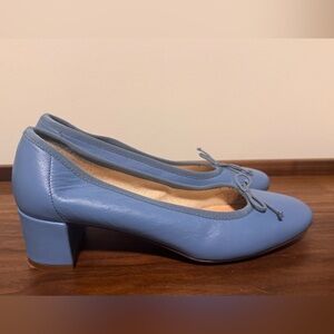 J. Crew Blue Leather Block Heel Flats